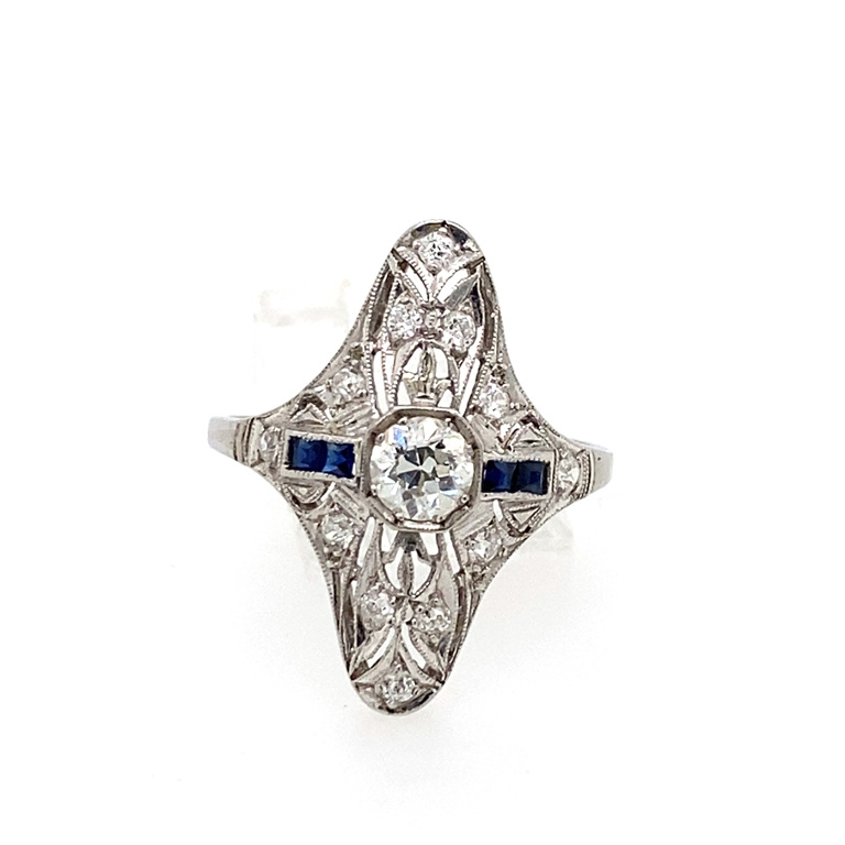 Platinum Diamond & Sapphire Ring