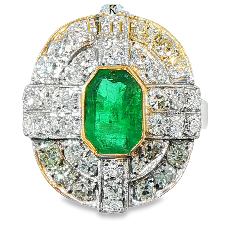 Platinum Diamond & Emerald Ring